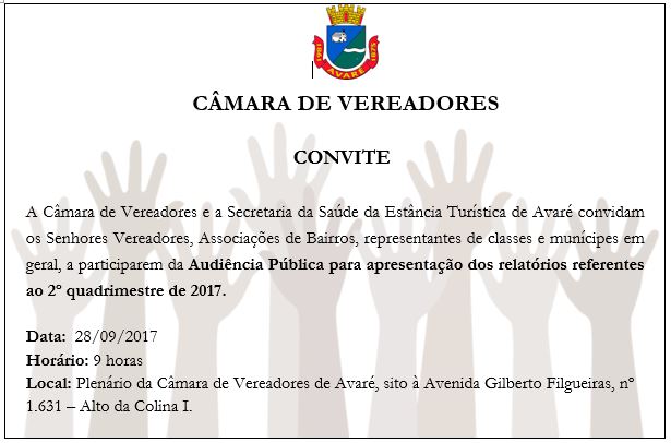 Convite: audiência pública Saúde