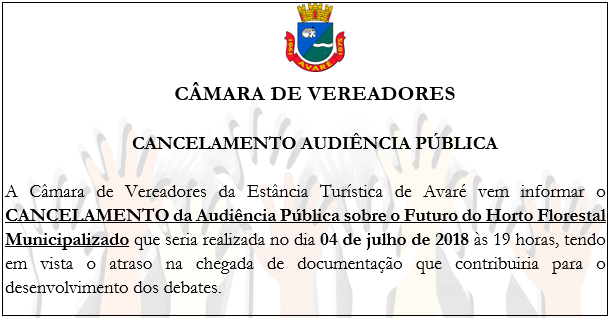 Cancelamento de Audiência Pública