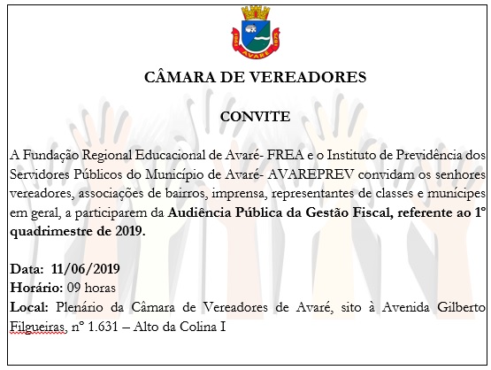 Convite: Audiência Pública