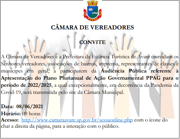 Audiência Pública referente à  Apresentação do Plano Plurianual de Ação Governamental PPAG